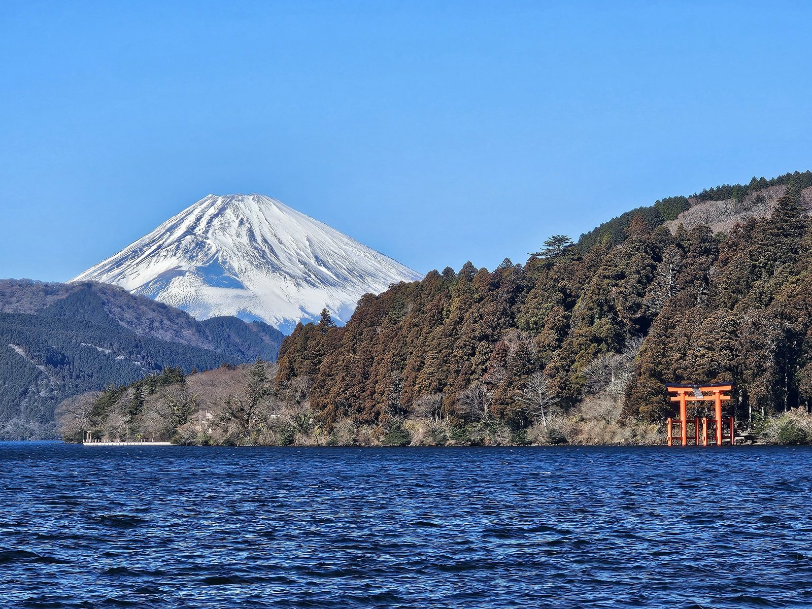 Lake Ashi, the torii and Mount Fuji, Hakone