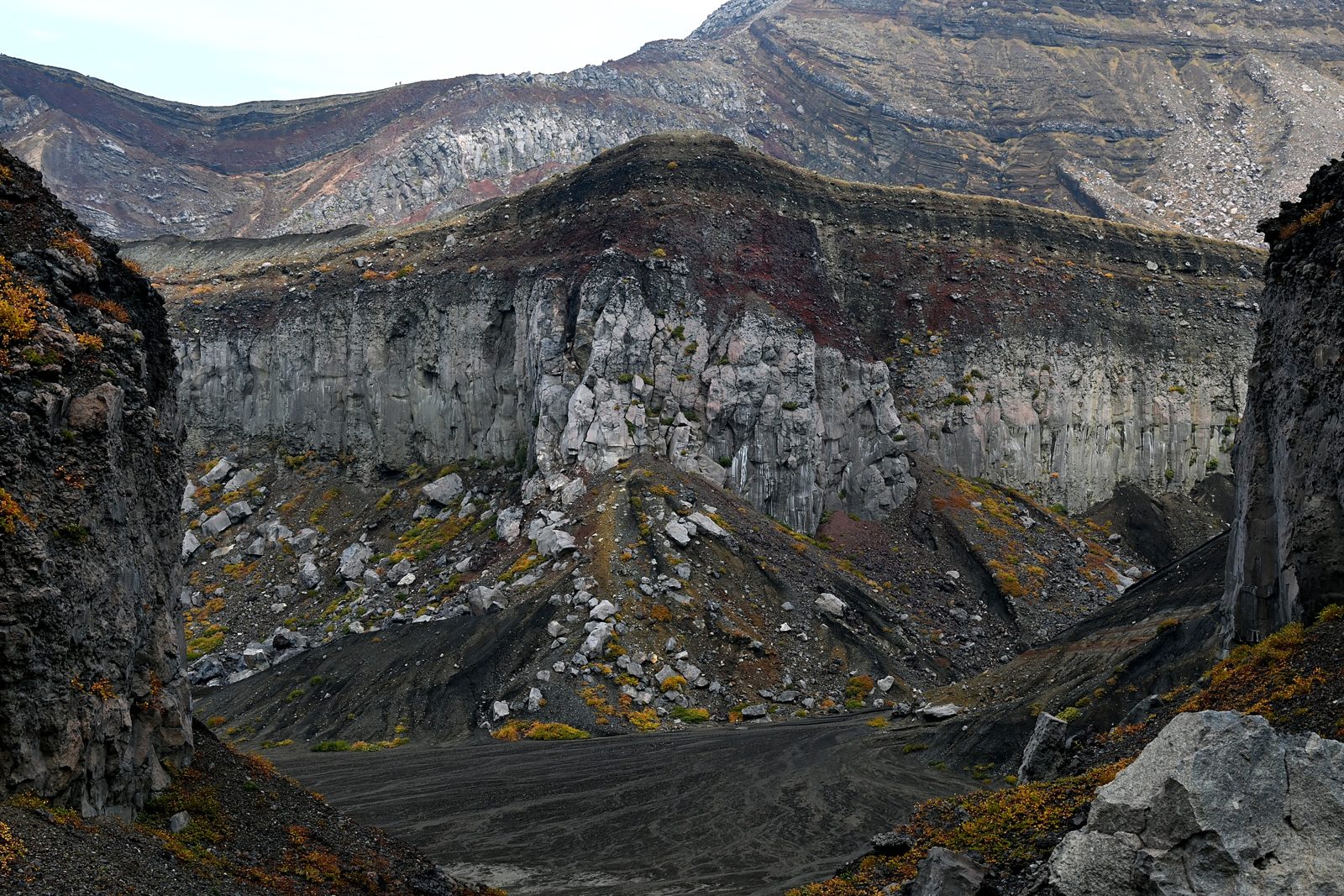 Old crater walls below Nakadake, Mount Aso
