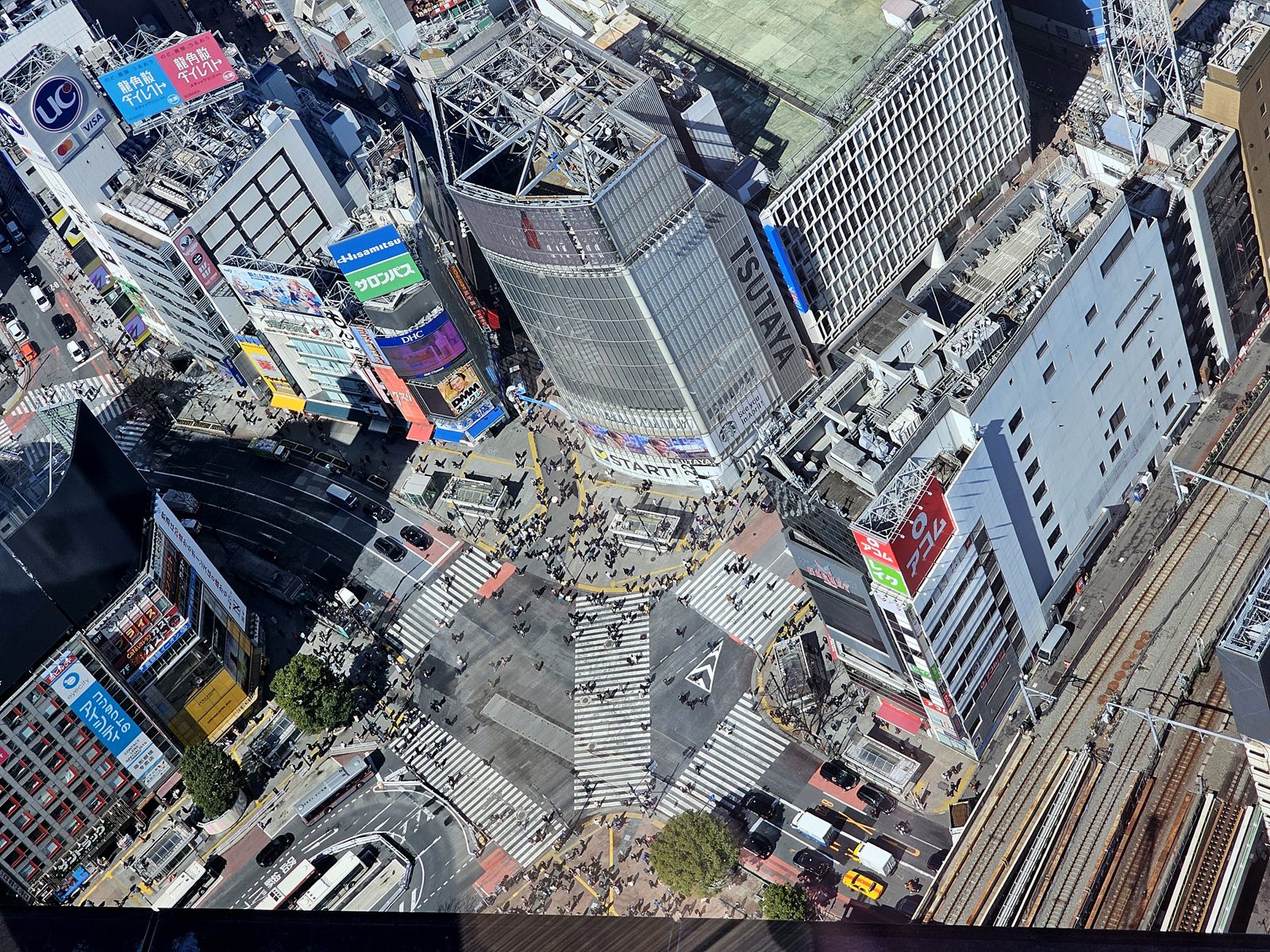 The Shibuya scramble crossing from above